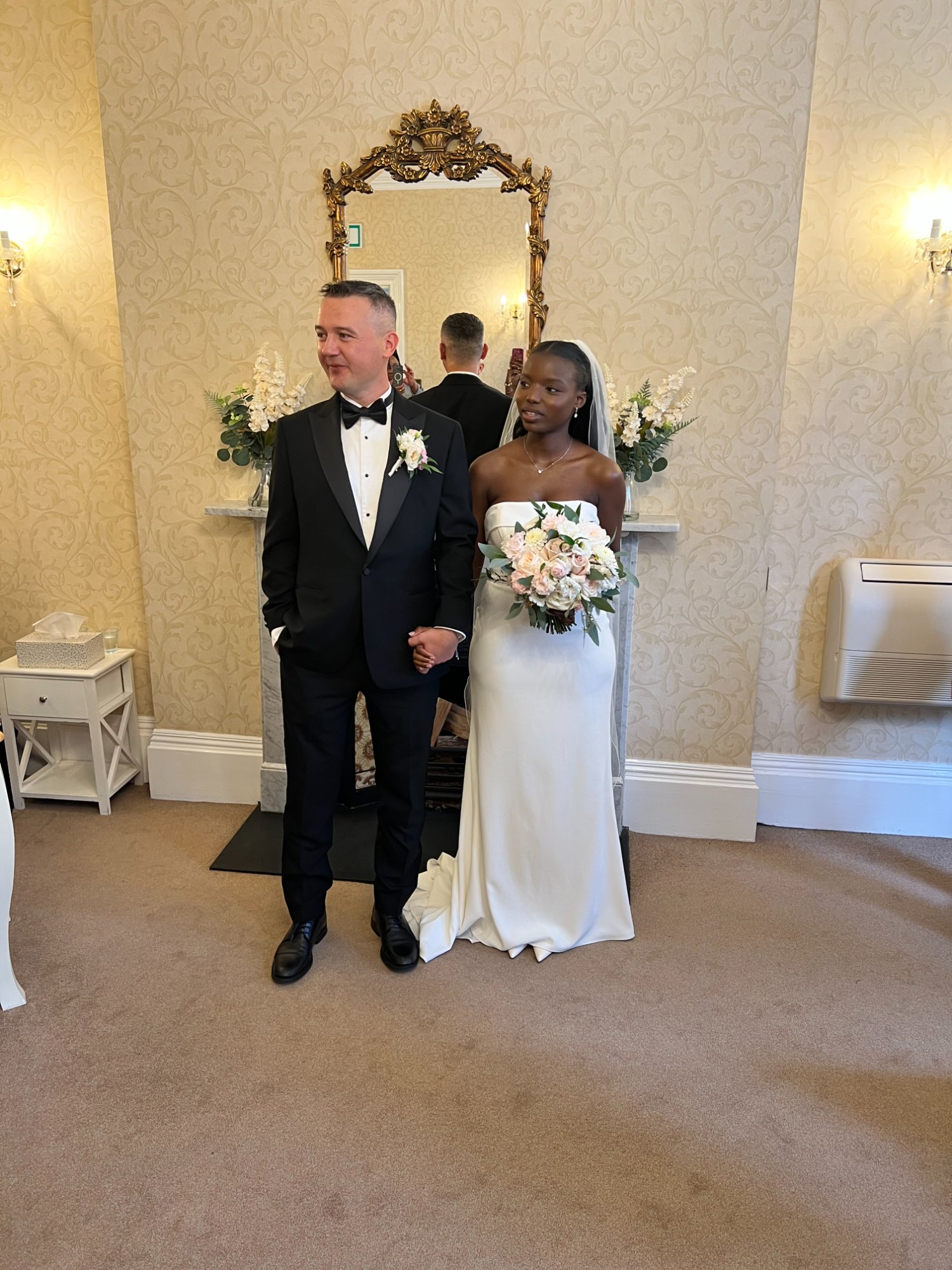 Mirror photograph showing Sandra wearing the dress